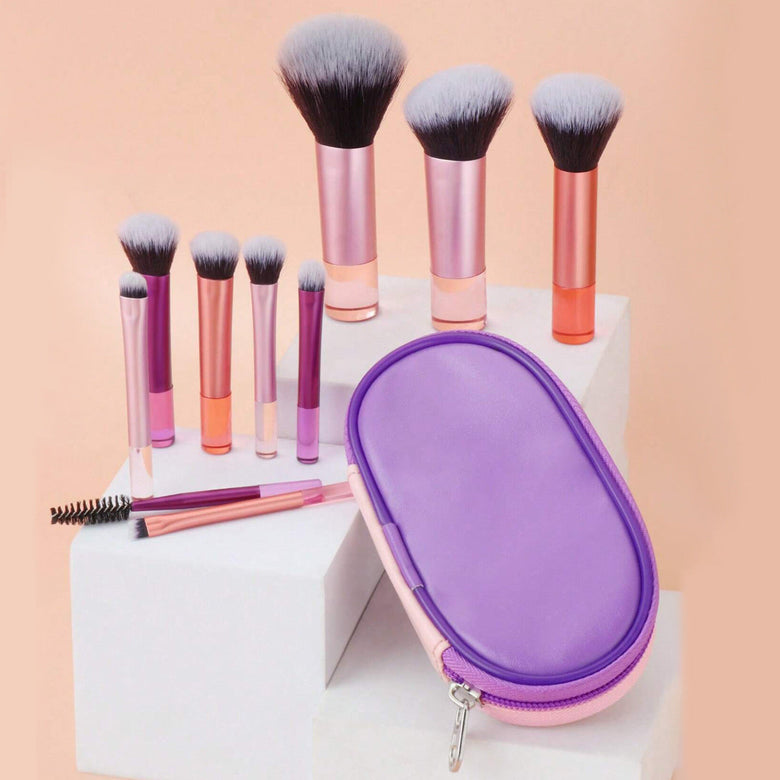 8 Long Tube Makeup Brushes Suit Multicolor